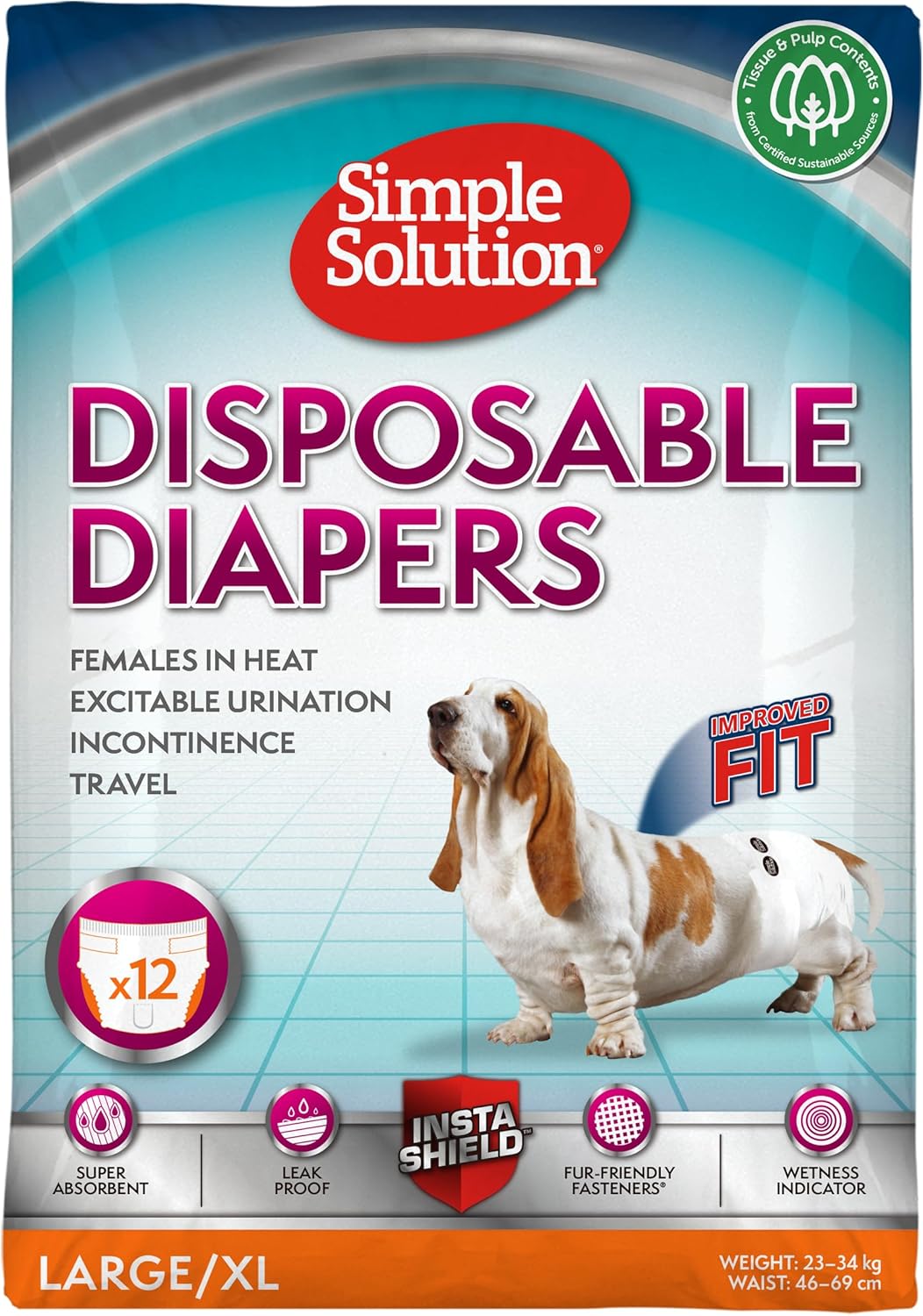 Disposable Dog Diapers for Female Dogs, 12 pack