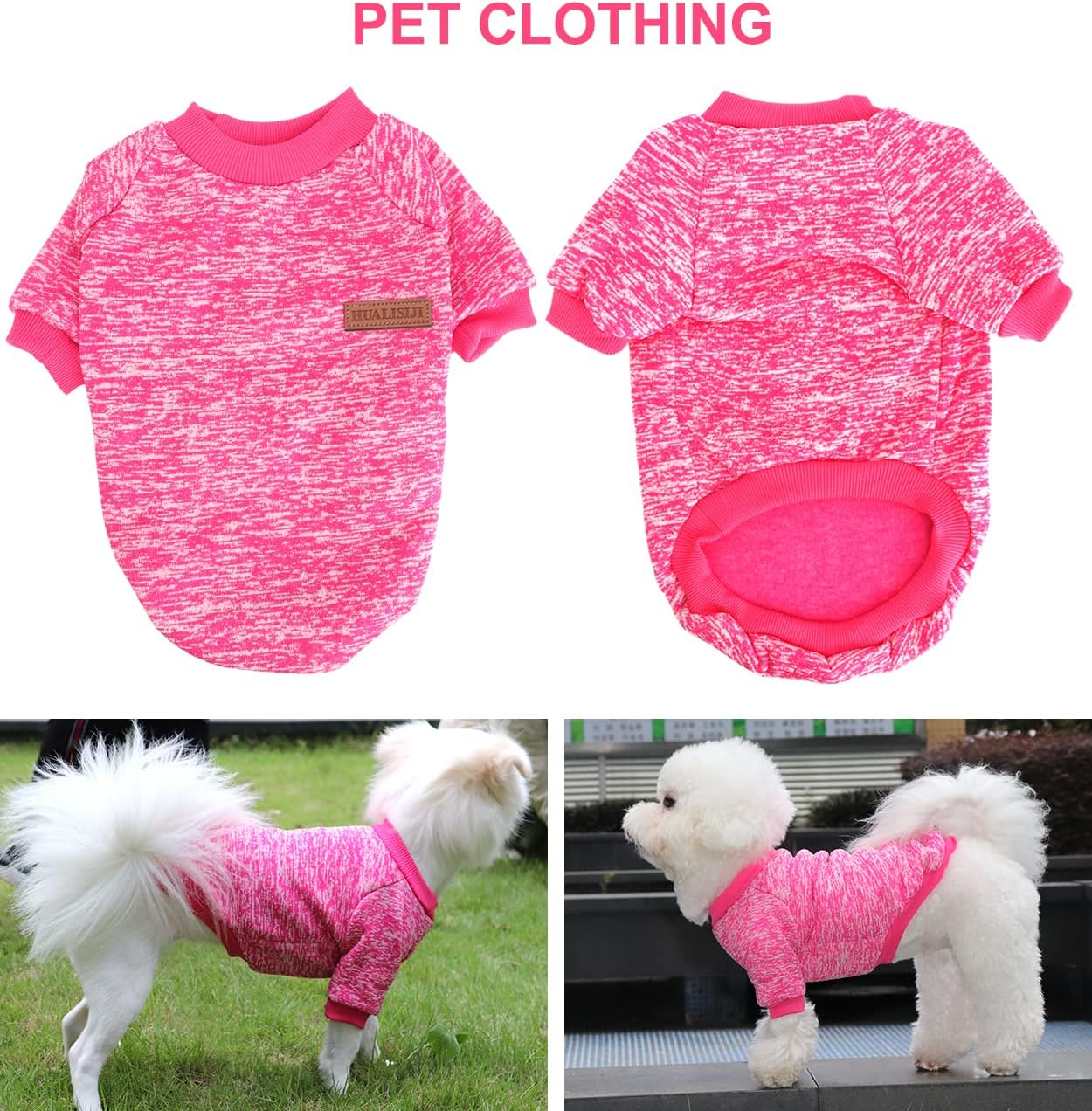 Dog Jumper - Fleece Inside, Soft Cozy, Vibrant Rose Red